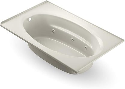 Jacuzzi SIGNATURE Acrylic Drop-In Bathtub, Heated Jet Massage Tub, Slip Resistant, Right Drain Placement, 72" (L) x 42" (W), Oval In Rectangle, Oyster