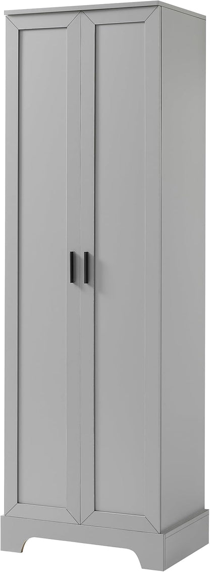 Favfurish 70" Tall Bathroom Storage Cabinet with Doors,Modern Linen Cabinets w/Adjustable Shelves & Anti-Tipping Device,Easy Assembly,Freestanding Organizer for Dining Room,Kitchen,Office,Grey
