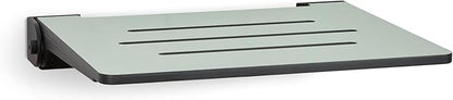18 inch Silhouette Slimline Folding Wall Mount Shower Bench Seat, Sea Green Seat with Matte Black Frame