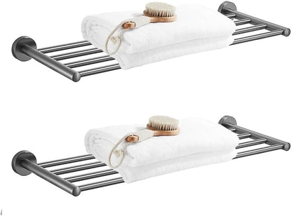 30 Inch Bathroom Towel Rack, Hotel Style Towel Racks for Bathroom Wall Mounted, Modern Towel Bar Rack, 2-Tier Towel Shelves, Gray