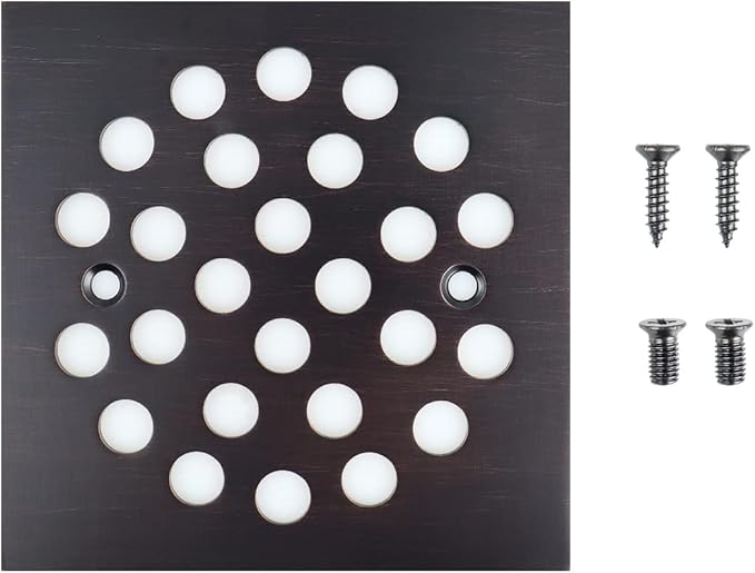 4-1/4 Inch Screw-in Square Floor Drain Cover Replacement Shower Grates with Screws (Oil Rubbed Bronze)