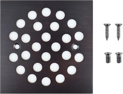 4-1/4 Inch Screw-in Square Floor Drain Cover Replacement Shower Grates with Screws (Oil Rubbed Bronze)