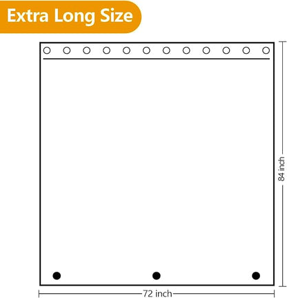 72 x 84 inch Extra Long Waterproof Fabric Shower Curtain Liner with 3 Extra-Large Magnets, Washable Cloth Shower Liner Solid White, Hotel Quality Bathroom Long Shower Curtain Lightweight