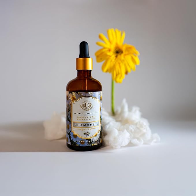 Luxurious Chamomile Essential Oil by Enhanced Essentials|Pure & Slow Distilled|for Diffusers,Skin Care, Aromatherapy, Bath,Massage,Perfume,Gifting,Soap & Candle Making|with Glass Dropper|3.38 fl oz