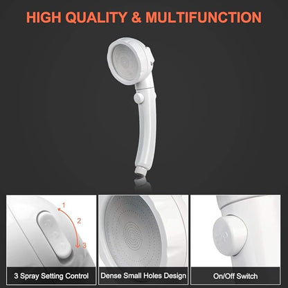 CAMPLUX Hand Held Showerhead with 5 FT Hose, Portable Spray Shower Head, High Pressure Shower Head with ON/Off Switch