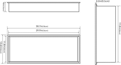 Achelous Stainless Steel Wall Insert Niche - 30" X 12", No Tile Needed, Recessed Shower Shelf Organizer, Matte Black