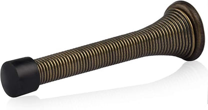 HOMOTEK 20 Pack Spring Door Stopper with Rubber Bumper 3-1/8" Flexible Spring Heavy Duty Wall Door Stop Low Mounted Door Bumper for Home (Antique Brass)