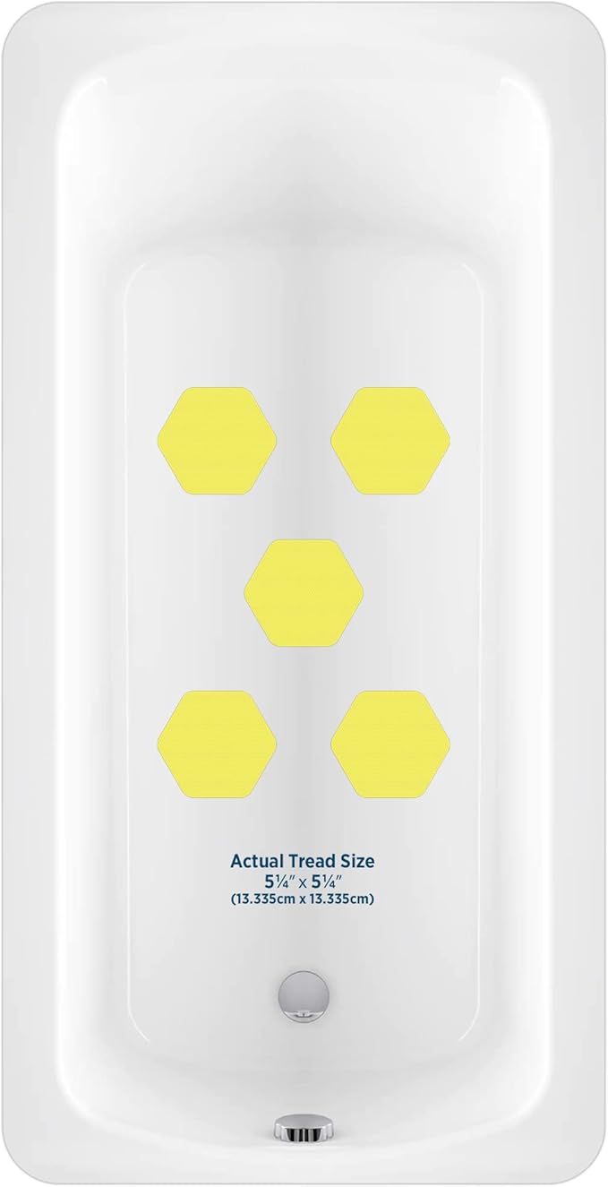 Kahuna Grip Bathtub Bath and Shower 5¼" Hexagon Non-Slip Traction Treads (Yellow)