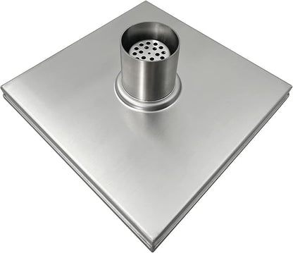Neodrain 8-Inch Square Shower Drain with Removable Quadrato Pattern Grate, Brushed 304 Stainless Steel Square Drain with Stainless Hair Strainer,CUPC Certified.