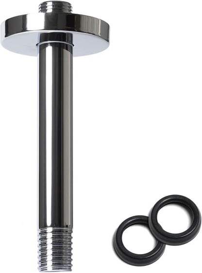 8 Inch Shower Arm with Flange, Ceiling Mounted Shower Head Extension Arm, 1/2 NPT Straight Arm for Rain Shower Head, Stainless Steel Shower Head Extension Replacement Pipe Arm,Chrome
