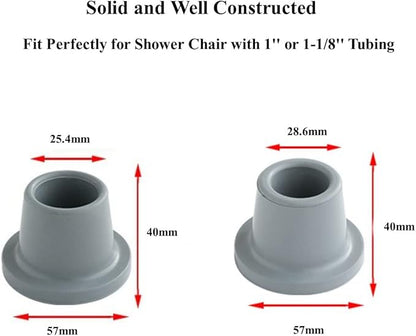Shower Chair Tips Replacement Heavy Duty 4 Pack, Gray, 1 1/8’’ Rubber Tips for Bath Chair, Shower Stool and Tub Transfer Bench, Non Slip Leg Tips Rubber Feet