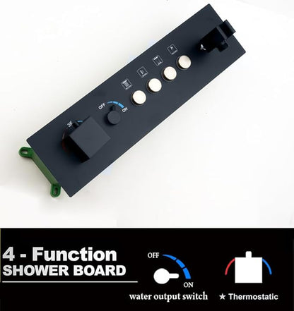 Smart Matte Black Rain LED Ceiling Shower Head With Handheld Spray, 12.5X24.5 Inch Super Large Rectangle Thermostatic Rainfall Shower System Fixtures Set And Body Jets For Double Bath