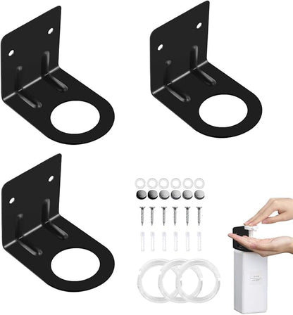 3Pcs Resizable Soap Bottle Dispenser Holder Wall Mount for Shower, Soap Shampoo Lotion Dispenser Wall Mount Bottle Holder for Bathroom Kitchen with Screw Sets (3pcs Black)