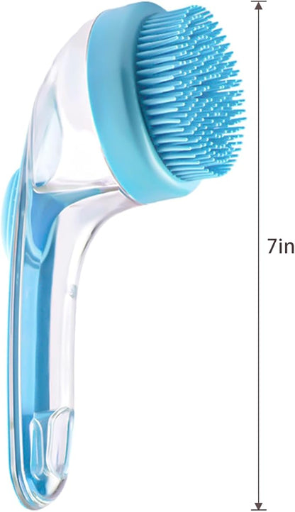 Pet Bath Brush,Dog Shampoo Brush Bubble Maker,New 2 in 1 Dog Bath Brush with Built-in Shampoo Dispenser,Bathing Dog Grooming Massage Brush for Showering Long and Short Haired Dogs and Cats(blue)