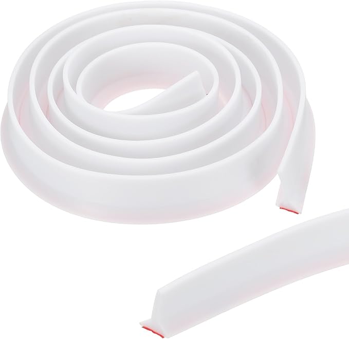PATIKIL 79 Inch Collapsible Shower Threshold Water Dam Guard, Shower Stopper Barrier Self Adhesive Sink Splash Guards for Frameless Shower Door Bottom, White (1.2"Wx0.6"T)