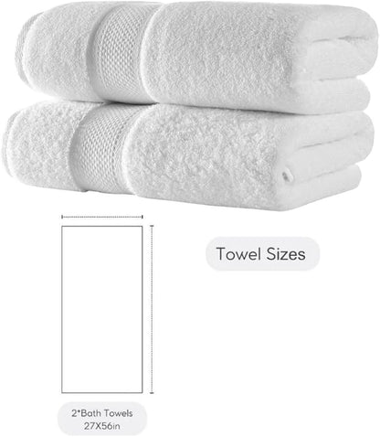 BAGNO MILANO Turkish Towels, Ultra Soft, Plush Luxury Turkih Cotton Bath Towels, Quick Dry Towel Set Made in Turkey (White, 2 Pcs Bath Towel Set)