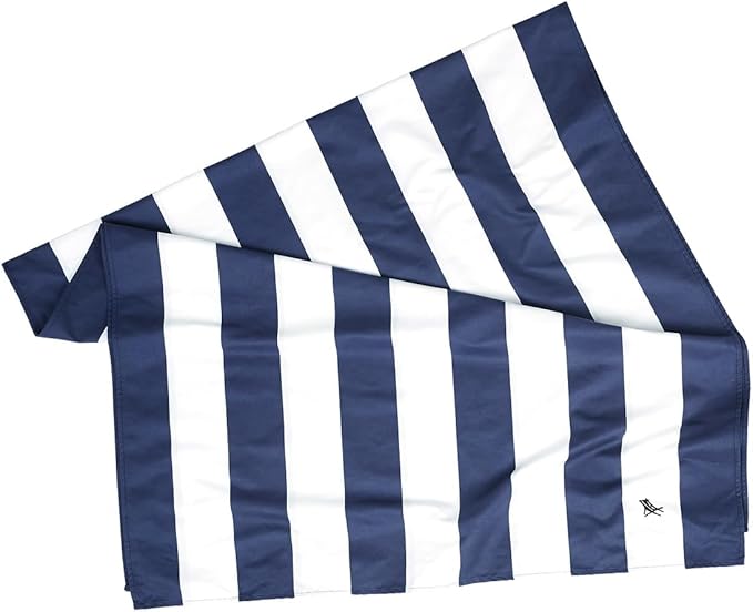 Dock & Bay Beach Towel - Quick Dry, Sand Free - Compact, Lightweight - 100% Recycled - Includes Bag - Cabana - Navy - Large (160x90cm, 63x35)