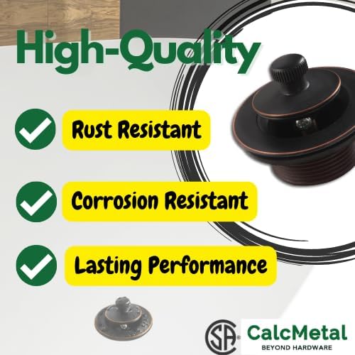 Lift and Turn Bathtub Drain Stopper with ABS Plastic Bushing, Fits in 1-1/2 Inch or 1-3/8 Inch Inner Bathtub Shoe, Easy to Install, Venetian Bronze
