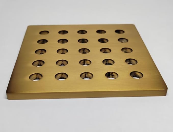3.75 INCH Square Shower Drain Cover 95MM Floor Drain Grille (Brushed Gold)