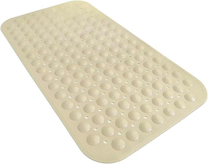 Anti-Slip Bathtub Shower mat, 27.5×14.5（Approximately 70×37cm） inch Soft Oversized Machine Washable Non-Slip Bathtub mat with Drainage Holes, Bathroom Floor Suction Cup.（1-Opaque Khaki）