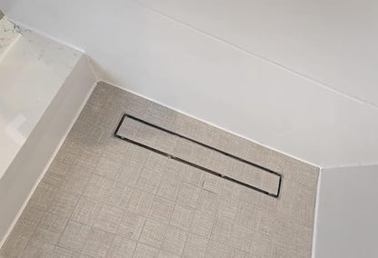 Neodrain 18-Inch Linear Shower Drain, Brushed 304 Stainless Steel, Silver, Modern Style, Removable Grate, Adjustable Feet, 2" Central Outlet, 36 L/min Flow, Fits US No-Hub Drain Base System