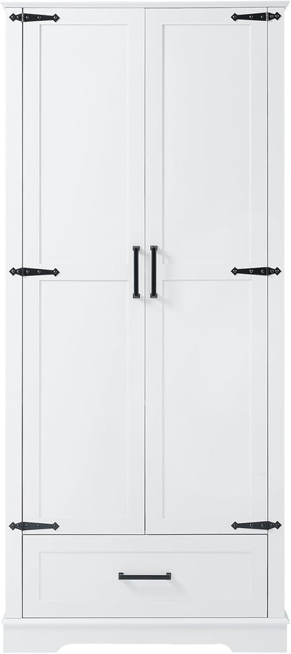 Favfurish 69" Tall Bathroom Storage Cabinet with Doors and Drawer,Modern Linen Cabinets w/Adjustable Shelf and Anti-Toppling Device,Freestanding Organizer for Bath Room,Study,Office,Kitchen White