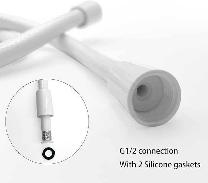 Replacement Shower Hose for RV Camper 6in Flexible & Kink-Free Heavy Duty PVC Lead-Free White