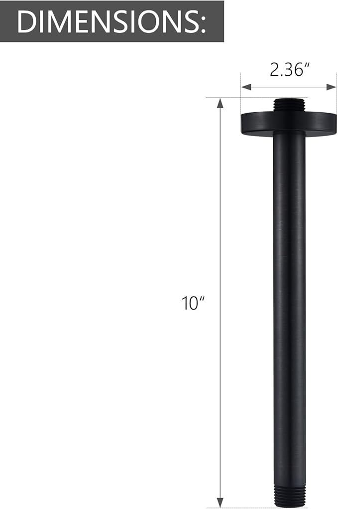 Celling Mounted Extention Stainless Steel High Density Thickened Thread Shower Arm and Shower Arm Flange Replacement for D U4999-RB 10-inch, Venetian Bronze