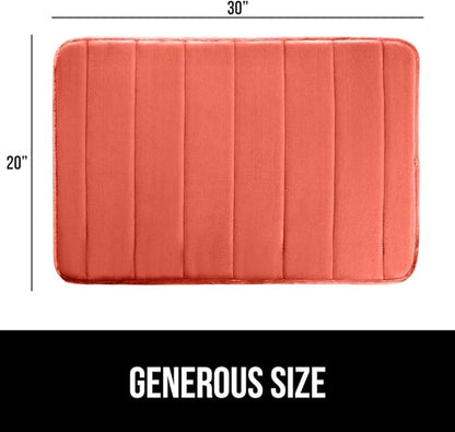 GORILLA GRIP Memory Foam Bath Mat, Soft Absorbent US Designed Bathroom Rug, Gripping Dots Machine Washable Bathmat, Cushioned Floor Mats, Shower Sink Rugs Room Décor Accessories, 30x20 Coral