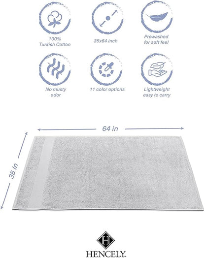 Hencely Bath Sheet Set of 2 - (35x64 Inches) - Luxury Extra Large Oversized Towels, 100% Cotton - Quick Dry, Highly Absorbent, Super Soft - Spa, Hotel, Bathroom - (Bath Sheets 2 Pack, Silver)