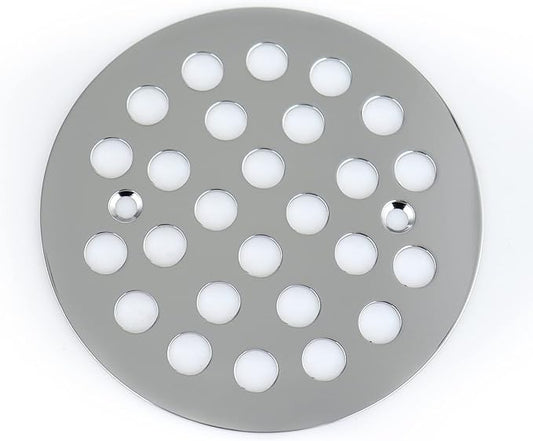 4-1/4 Inch Screw-in Round Floor Drain Cover Replacement Shower Drainer Grates (Chrome)