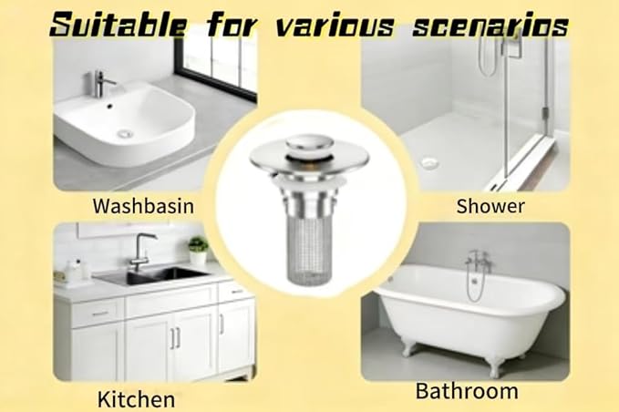 （2PCS） Bathroom Sink Stopper，Sink Drain Strainer，Pop-up Removable Hair Catcher Universal Sink Plug