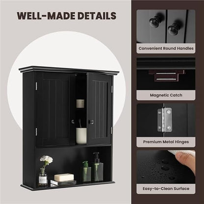 Safeplus 28" H x 23.5" W Wall Mount Medicine Cabinets with Adjustable Shelf and 2-Door for Bathroom Living Room