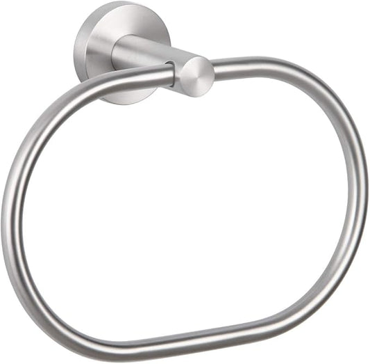 Angle Simple Towel Ring Swivel, SUS 304 Stainless Steel Bathroom Hand Towel Holder, Brushed Nickel