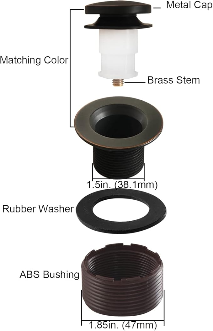 Tip-Toe Bathtub Drain Stopper with ABS Plastic Bushing, Fits in 1-1/2 Inch or 1-3/8 Inch Inner, Easy to Install, Venetian Bronze