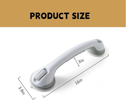 2-Pack Grab Bars for Bathtubs and Showers, 16 inch Shower Handle Suction Shower Bar, Safety Bars for Shower Chair, Bathroom Grab Bar for Senior，No Drilling Removable (Gray, 16 inch)