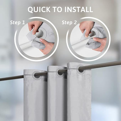 Furlinic No Hook Stall Shower Curtain,Light Grey,36" Wide Waterproof Polyester Fabric Bathroom Curtains,Hotel Style with 4 Built-in Grommets,Machine Washable,36x72 Inch