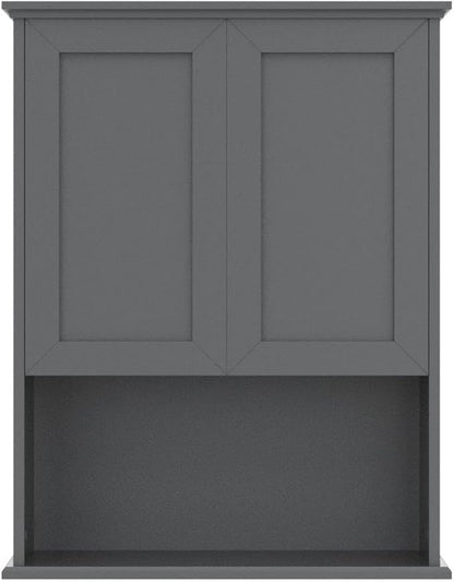 Grey Cabinet Wall Mounted with 2 Doors, Wooden Medicine Cabinet with Adjustable Shelf, 23"x 29" Over Toilet Wall Hanging Cabinets for Bathroom Bedroom, Kitchen, Laundry Room