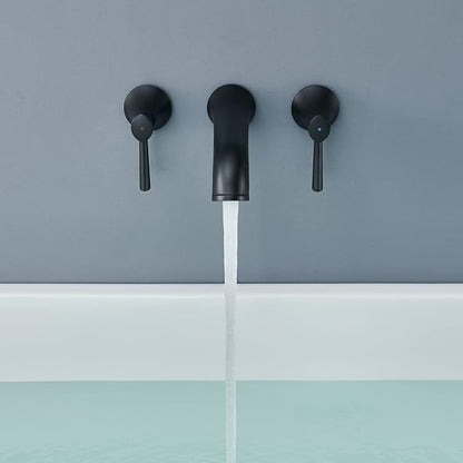 Tub Faucet Wall Mount Roman Tub Filler Black Brass Bathtub Faucets with 2 Handles