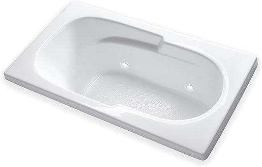 Carver Tubs - AR6032 - Modern White Fiberglass Soaking Bathtub for Bathrooms - w/Built-in LED Lights - White Spacious Rectangular Acrylic Soaking Bathtub - Deep Relaxing Soak - 60"L x 32"W x 18"H