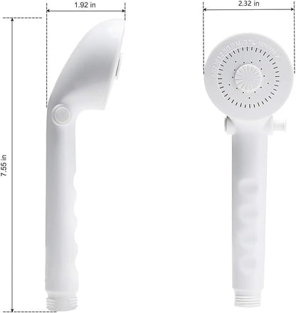RV Shower Replacement Shower Head with Hose & Guide Ring & Shower Holder Non-Metallic Hand-Held Shower Set White/Black (White Showers)