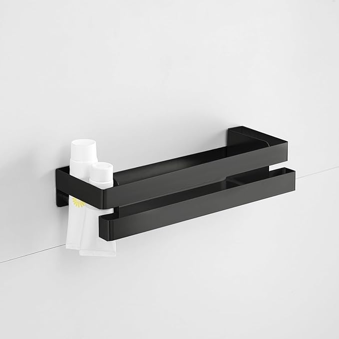 No Drilling Shower Caddy Rustproof Bathroom Organizers and Storage Large丨Wall-Mounted Shelves丨Stainless Steel Shower Rack for Bathroom Decor & Storage - Black