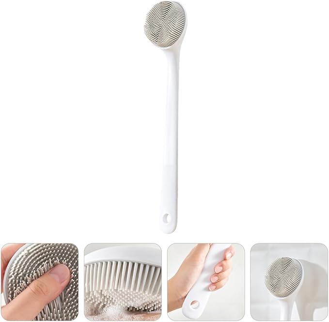 Housoutil Silicone Body Brush Back Scrubber for Adults, Bath Shower Scrub Brush with Massage Function, Soft Silicone Back Cleaning Scrubber for Shower and Skin Exfoliation
