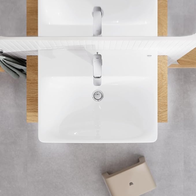 Grohe 1053490000 Cubeo Single Hole Single Handle S-Size Bathroom Faucet, Cold Start, 1.2 GPM, Starlight Chrome