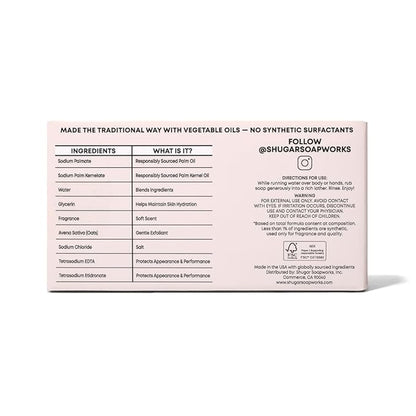 Shugar Soapworks Oatmeal & Coconut 5 oz Beauty Bar Soap 8-Pack | Plant-Based Vegan Formula | Sulfate & Paraben Free | Moisturizing Gentle Cleanser with Finely Ground Oatmeal Flakes