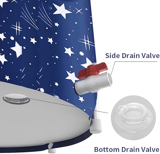 BDL Portable Bathtub, Foldable Adult Japanese Soaking Bath Tub, BDL Freestanding Ice and Hot tubs with Thermal Foam, Folding Spa Bath Tub for Small Spaces Free Pillow and Storage Bag Starry Night Blue