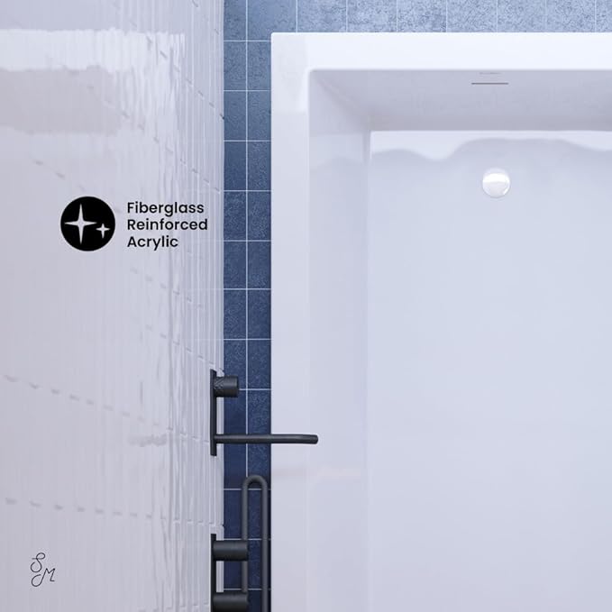 Swiss Madison Voltaire 72 x 36 Reversible Drain Soaking Drop-in Bathtub in Glossy White with Integrated Overflow, Drain Included