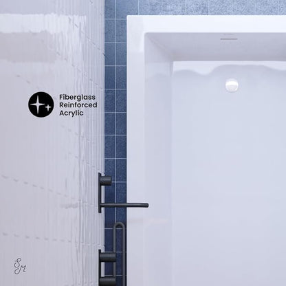 Swiss Madison Voltaire 72 x 36 Reversible Drain Soaking Drop-in Bathtub in Glossy White with Integrated Overflow, Drain Included