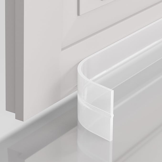Shower Door Seal Strip, 36ft Silicone Door Frame Sealing Strip for Glass Doors, Bottom & Side Door Gap Filler, 2 Inch Wide Shower Glass Door Seal