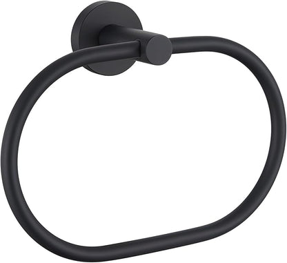 Angle Simple Bathroom Hand Towel Holder, SUS 304 Stainless Steel Swivel Hand Towel Ring Rack for Wall, Matte Black